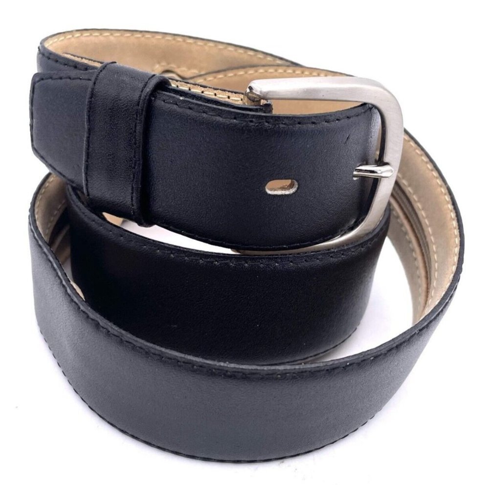 Fremont Leather Men Belt Hidden Inside Zipper Compartment Silver Buckle Size 44